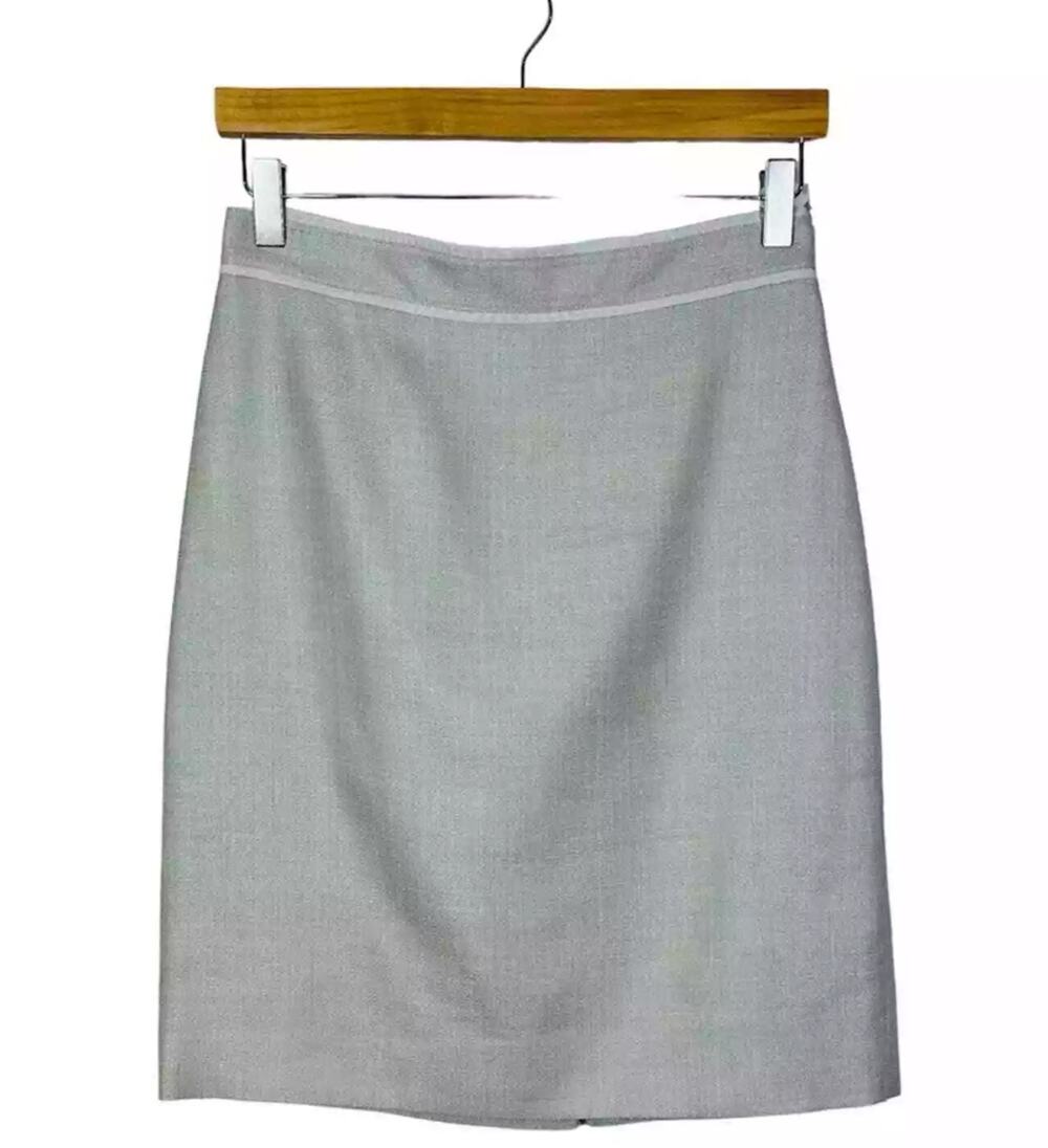 NWT Loro Piana Brooks Brothers Wool Silk Linen Pencil Skirt 4 Gray Italy $268